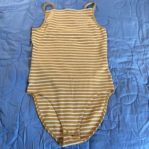 Yellow and white striped bodysuit